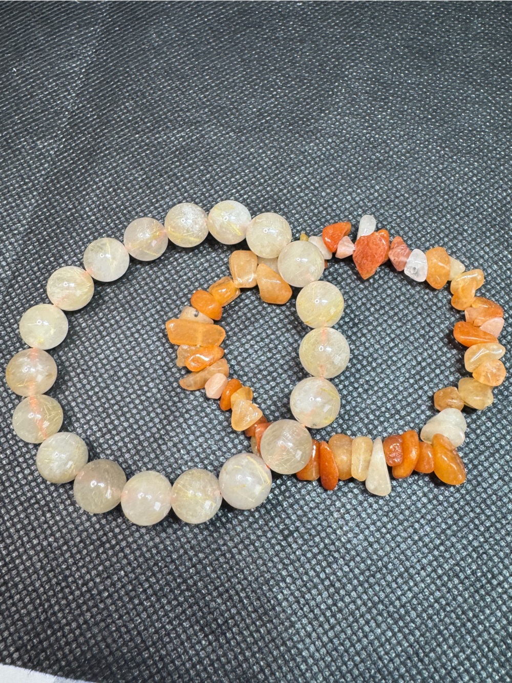 8mm Citrine and Orange Agate Stretch Bracelet Set